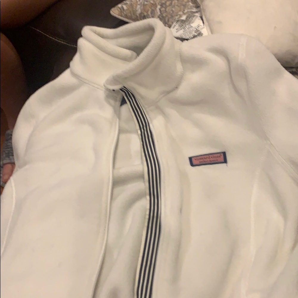 Cream colored fleece zip jacket